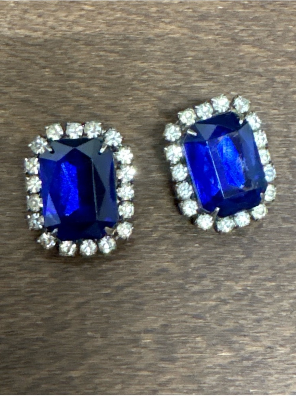 Cobalt Blue Emerald-Cut Piercing Earrings - Women Jewelry